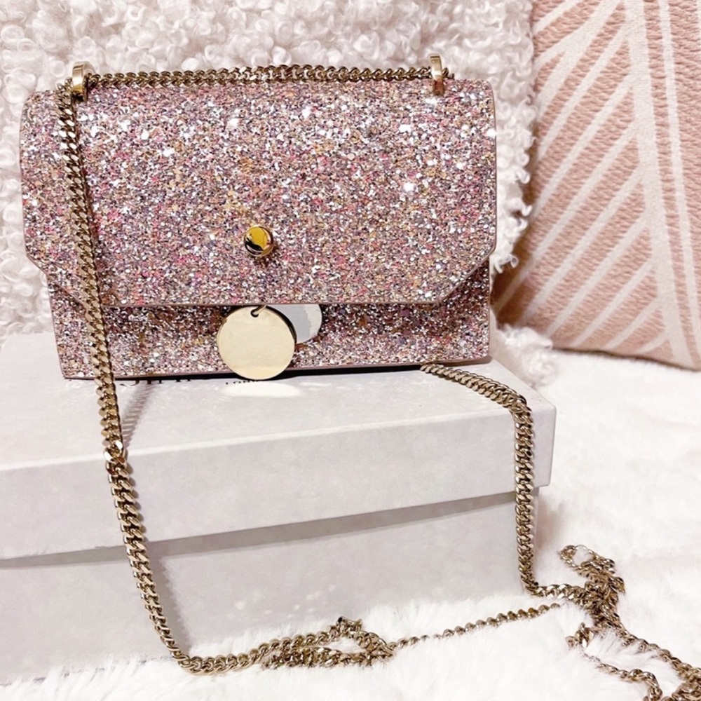 Authentic Jimmy Choo Stunning Glitter Mini Crossbody Chain Bag